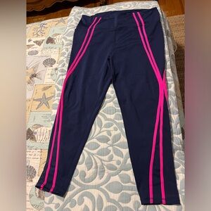 Lilly Pulitzer Luxletic Leggings Navy Blue Pink Size XXL